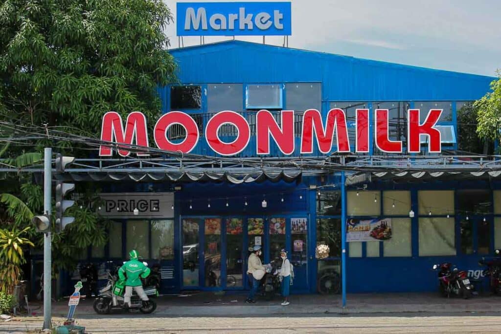 Exterior of Moonmilk Supermarket, the largest supermarket in Hoi An, Vietnam.