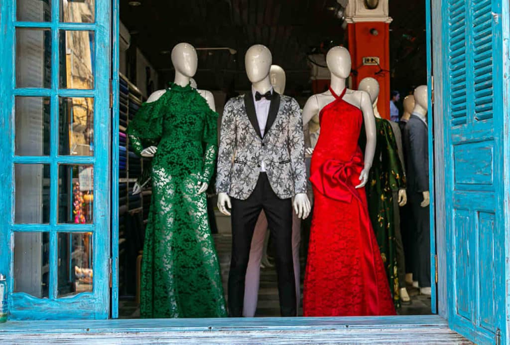 Manequins show off the work of Yaly Couture, one of Hoi An's Best Tailors