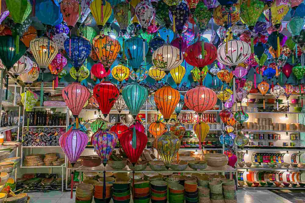 Many-colorful-lanterns-dangle-from-souvenir-shop-ceiling.