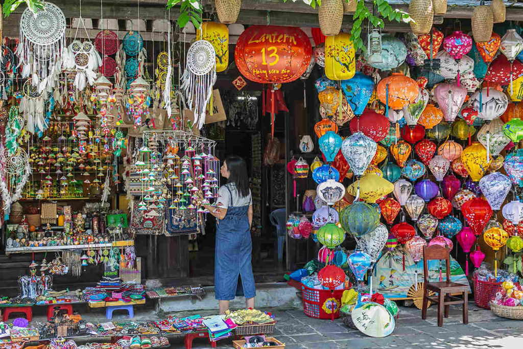 Lanterns spill out of a souvenir shop in Hoi An