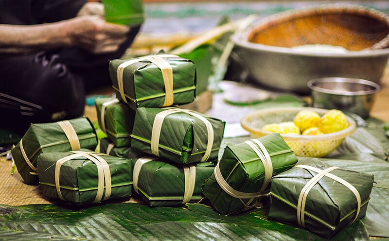 Banh Chung, traditional Tet food, Vietnam