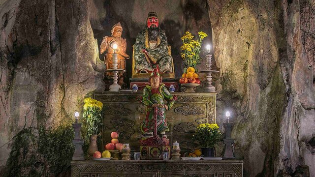 Shrine in a cave in the Marble Mountains