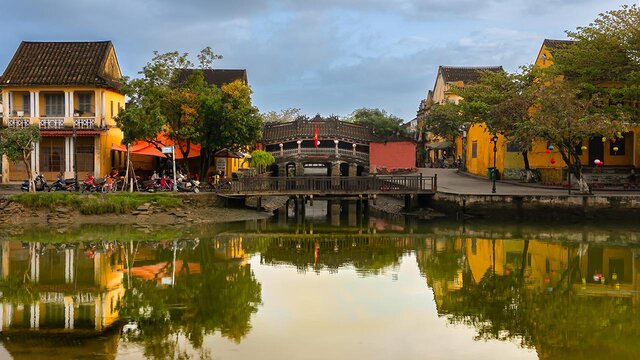 Japanese Covered Bridge Hoi An. Aspect from An Hoi Islet.