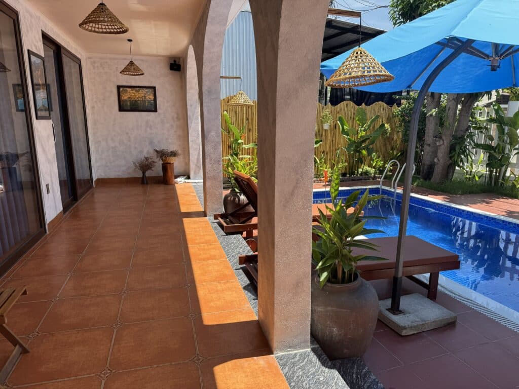 Dan Linh Homestay private villa in An Bang with swimming pool and tropical garden
